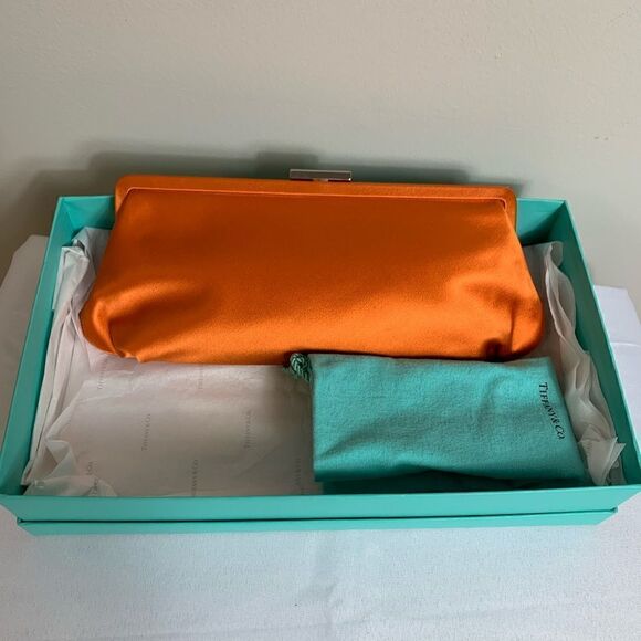Tiffany & Co. Holly Satin Clutch - Tangerine - EUC - Picture 1 of 13